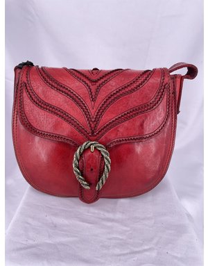 Campomaggi Margot Crossbody. Small. Leather + Laser Flames - P/D Grape Must.