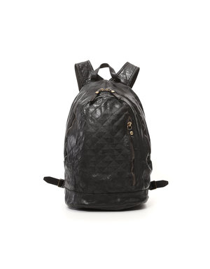 Campomaggi Backpack. Genuine Leather + Geometric Triangles Laser. Black.