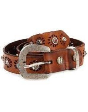 Campomaggi Belt. Leather w studs ?avenna? Cognac. H3. Size 90