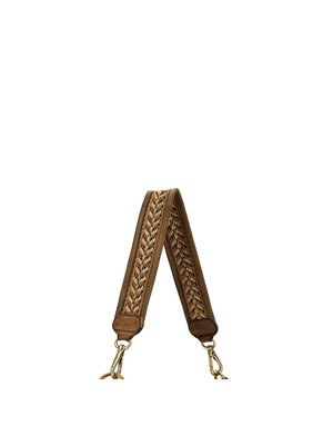 Campomaggi Shoulder Strap. Leather + Raffia Ribbon. P/D Military.