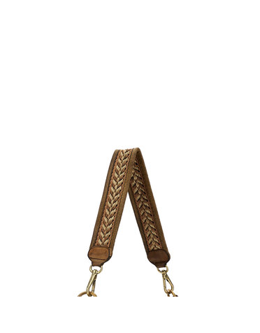 Campomaggi Shoulder Strap. Leather + Raffia Ribbon. P/D Military.