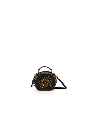 Campomaggi Bowling bag. Leather + Sunrise Studs. P/D Black.