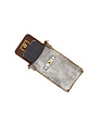 Campomaggi Phone Case. Laminated Leather + Studs.  Platinum.