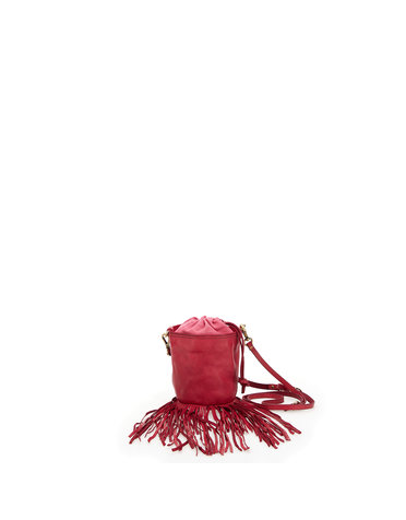 Campomaggi Bucket bag. Mini. Genuine leather + Fringes. Orchid.