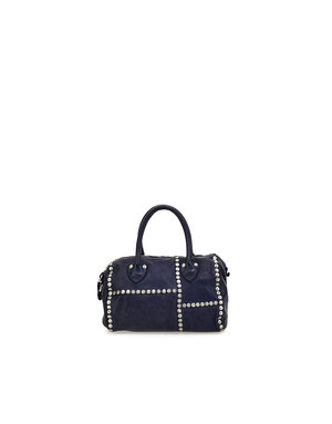 Campomaggi Bowling bag. Leather + Medium Studs. P/D Blue Indigo.