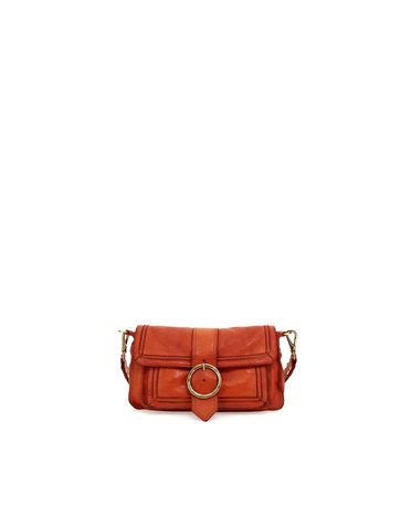 Campomaggi Shoulder bag. Horizontal. Leather + Buckle. P/D Baked.