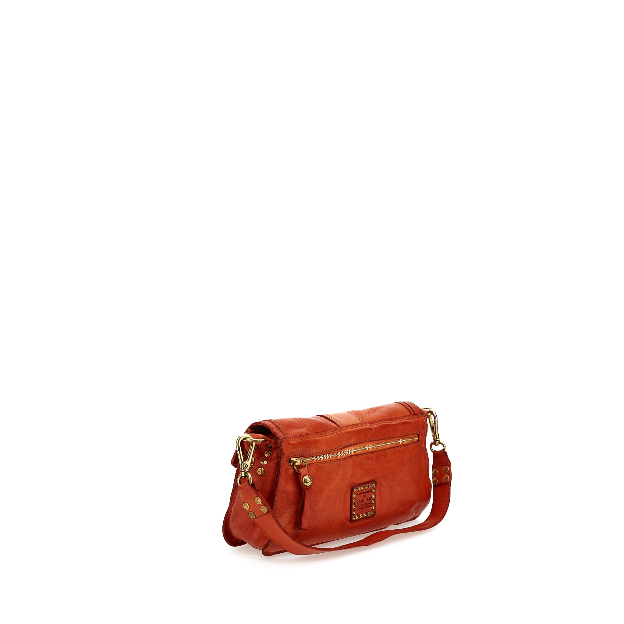 Campomaggi Shoulder bag. Horizontal. Leather + Buckle. P/D Baked.