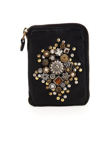 Campomaggi Wallet. Leather + Studs Combo Corbezzolo. P/D. Black.