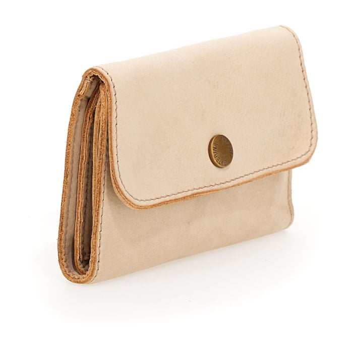 Caterina Lucchi Wallet. Small. Zip Around. Calf Leather. PD Ecru