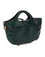Campomaggi Mini Shopping Bag. Leather + Flower Studs. Green Bottle.