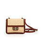 Caterina Lucchi Shoulder Bag. Calf Leather + Straw. No P/D Land & Sand.