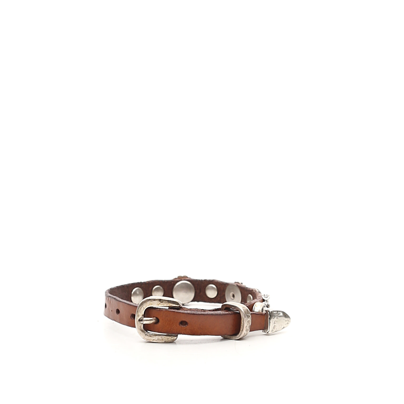 Campomaggi Bracelet. H1. Leather + Rosa Multi Studs. P/D Cognac.