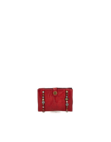 Campomaggi Wallet. Leather + Multistuds. P/D. Red.