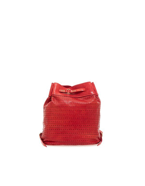 Campomaggi Backpack. Leather + Laser Stripes + Holes. P/D Red.