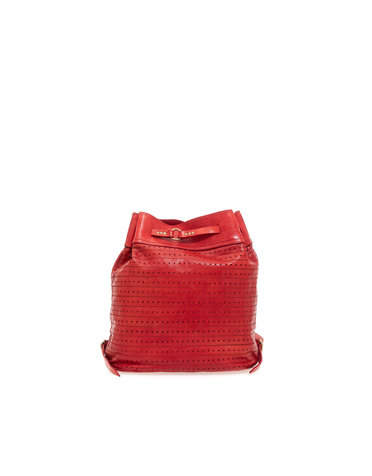 Campomaggi Backpack. Leather + Laser Stripes + Holes. P/D Red.