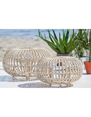 Exterior Franco Albini ottoman 65cm diam alurattan Dove White