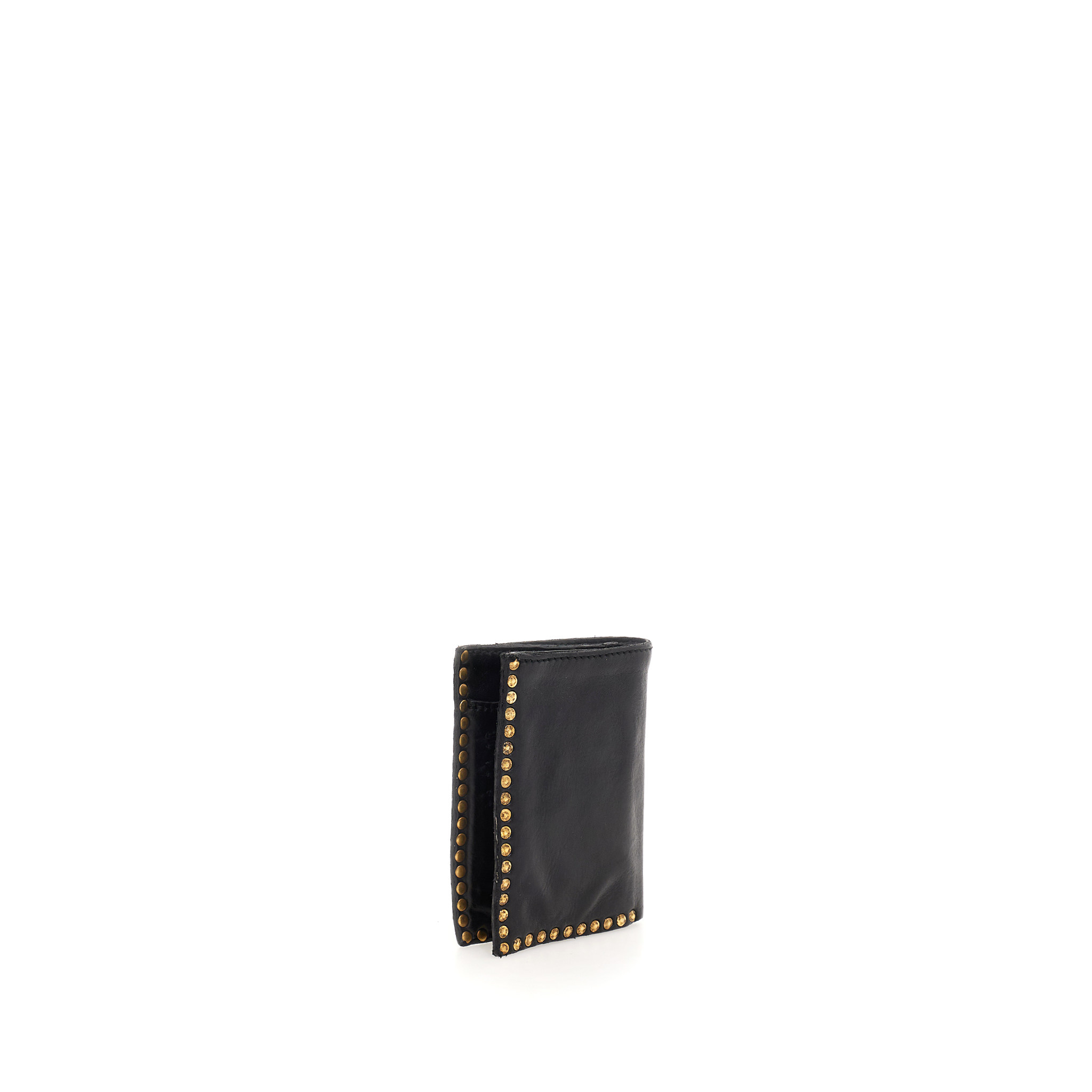 Campomaggi Wallet. Leather + Studs. P/D Black.