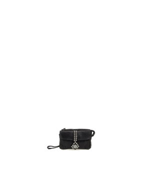 Campomaggi Pochette. Leather + Flower Mix Studs. P/D Black