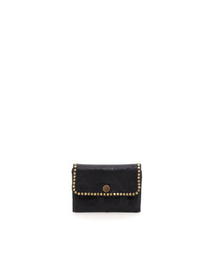 Campomaggi Wallet + Coin Purse. Leather + Studs. P/D Black