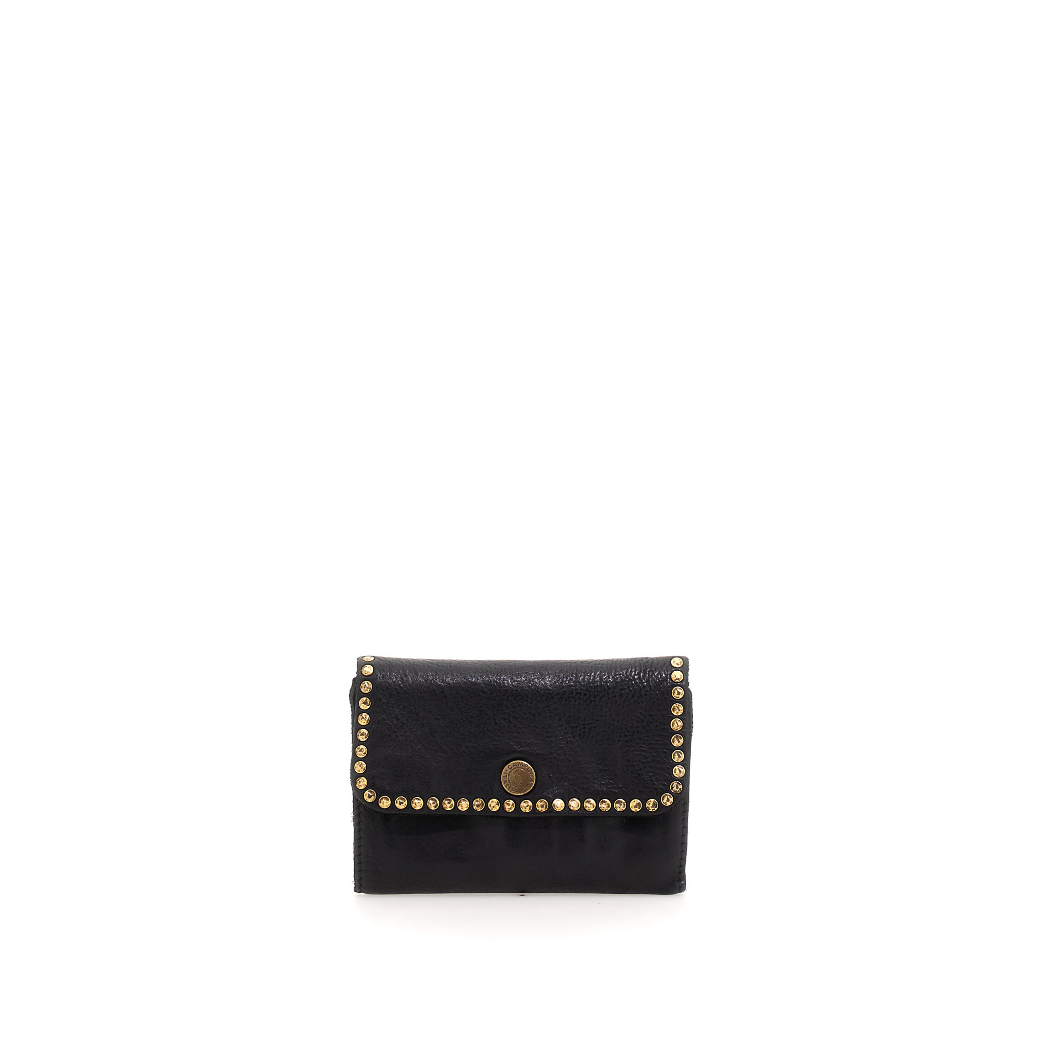 Campomaggi Wallet + Coin Purse. Leather + Studs. P/D Black