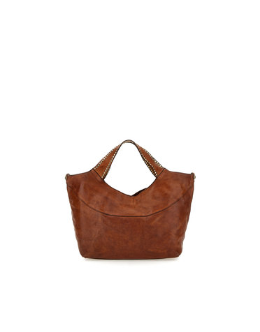 Campomaggi Shopping Bag. Leather + Studs Profile. P/D Cognac