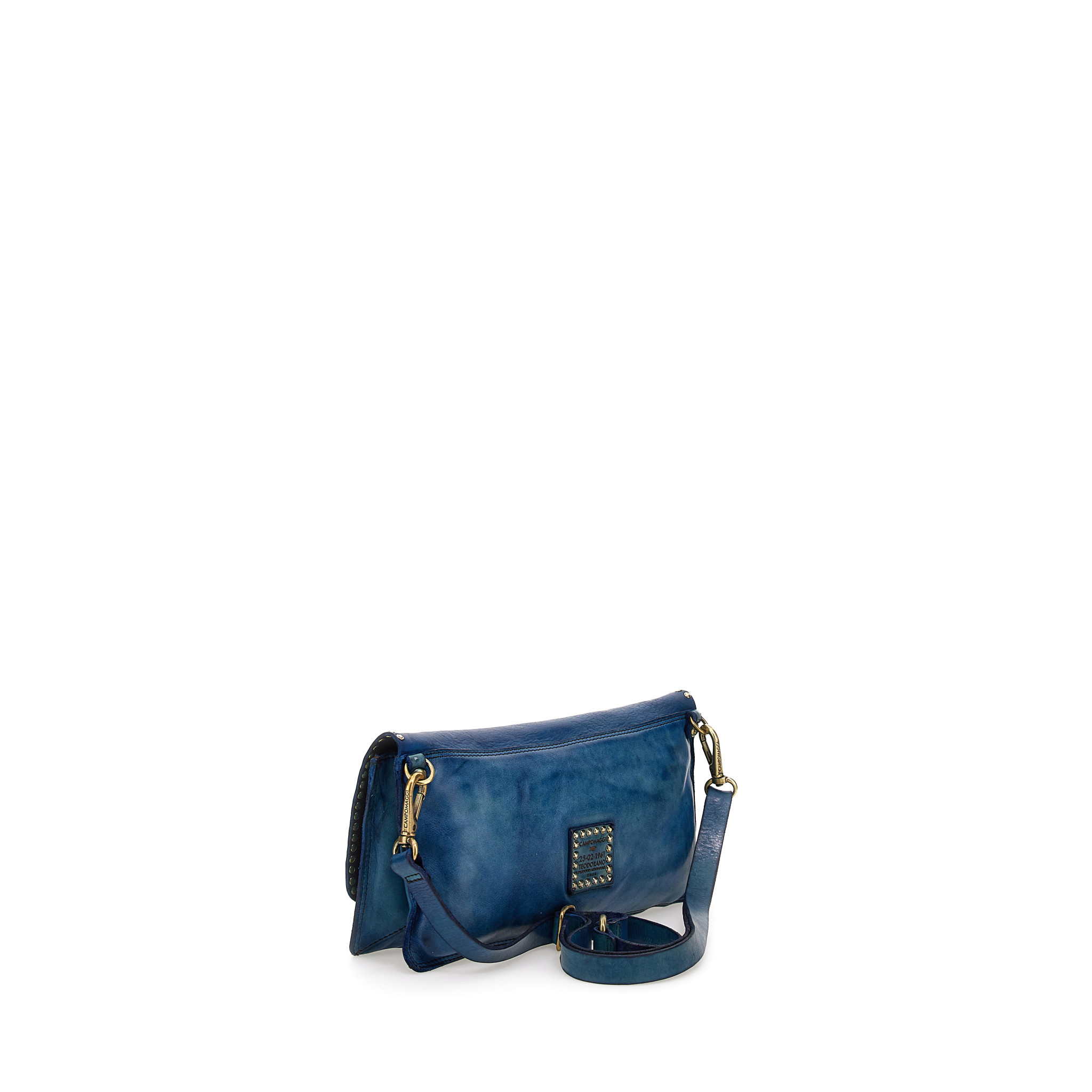 Campomaggi Pochette. Leather + Studs. P/D Sapphire