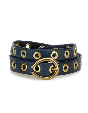 Campomaggi Belt. H2. Leather + Horseshoe Buckle. P/D Sapphire. S75