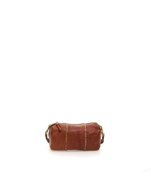 Campomaggi Crossbody Bag. Leather + Studs Profile. P/D Cognac