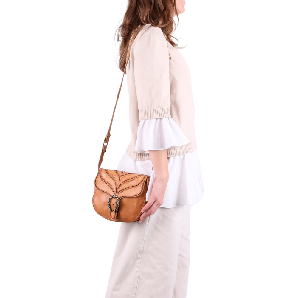 Campomaggi Margot Crossbody. Small. Leather + Laser Flames - P/D Camel.