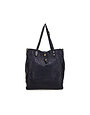 Campomaggi Shopping Bag. Small. Short Handles. Leather + Star Laser. P/D Blue Indigo