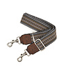 Campomaggi Shoulder Strap. H5Z Ribbon + Leather. P/D Grey tones + D/Grey