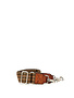 Campomaggi Shoulder Strap. H5Z Ribbon + Leather. P/D Grey tones + D/Cognac