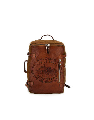 Campomaggi Marte Backpack/Suitcase. Fabric + Leather. P/D Military + D/Cognac
