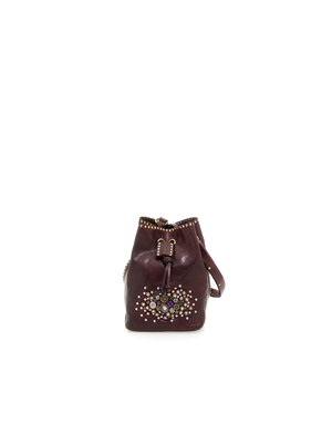 Campomaggi Bucket Bag. Leather + Strass + Studs. Bold. Moro