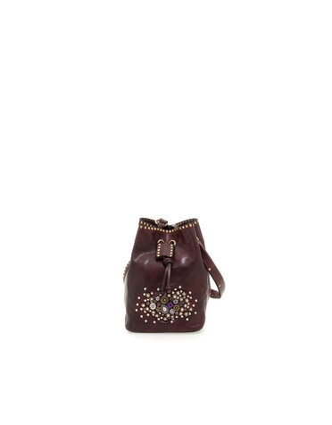 Campomaggi Bucket Bag. Leather + Strass + Studs. Bold. Moro