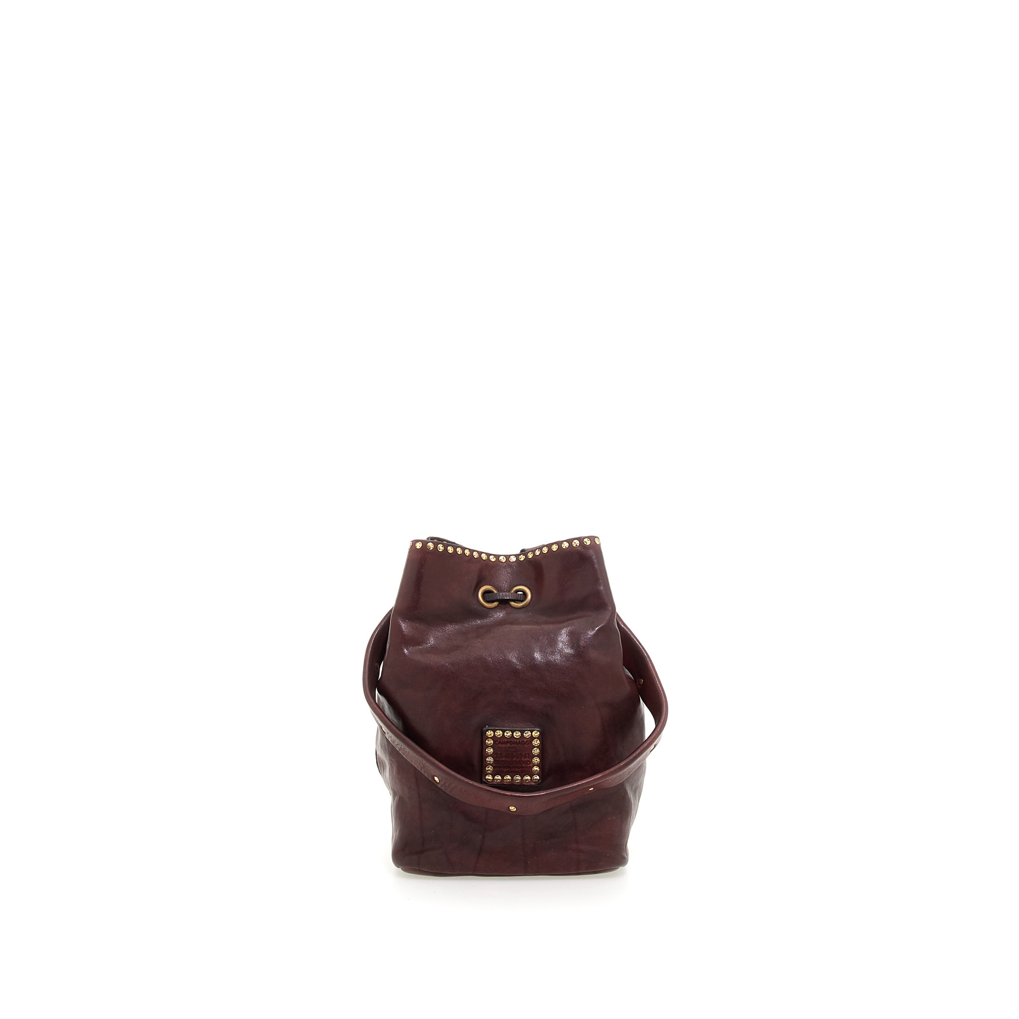 Campomaggi Bucket Bag. Leather + Strass + Studs. Bold. Moro