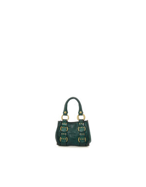Campomaggi Shoulder bag. Small. Leather + Studs. P/D Green Bottle