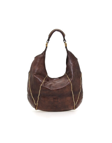 Campomaggi Shoulder Bag. Leather + Studs. P/D Moro