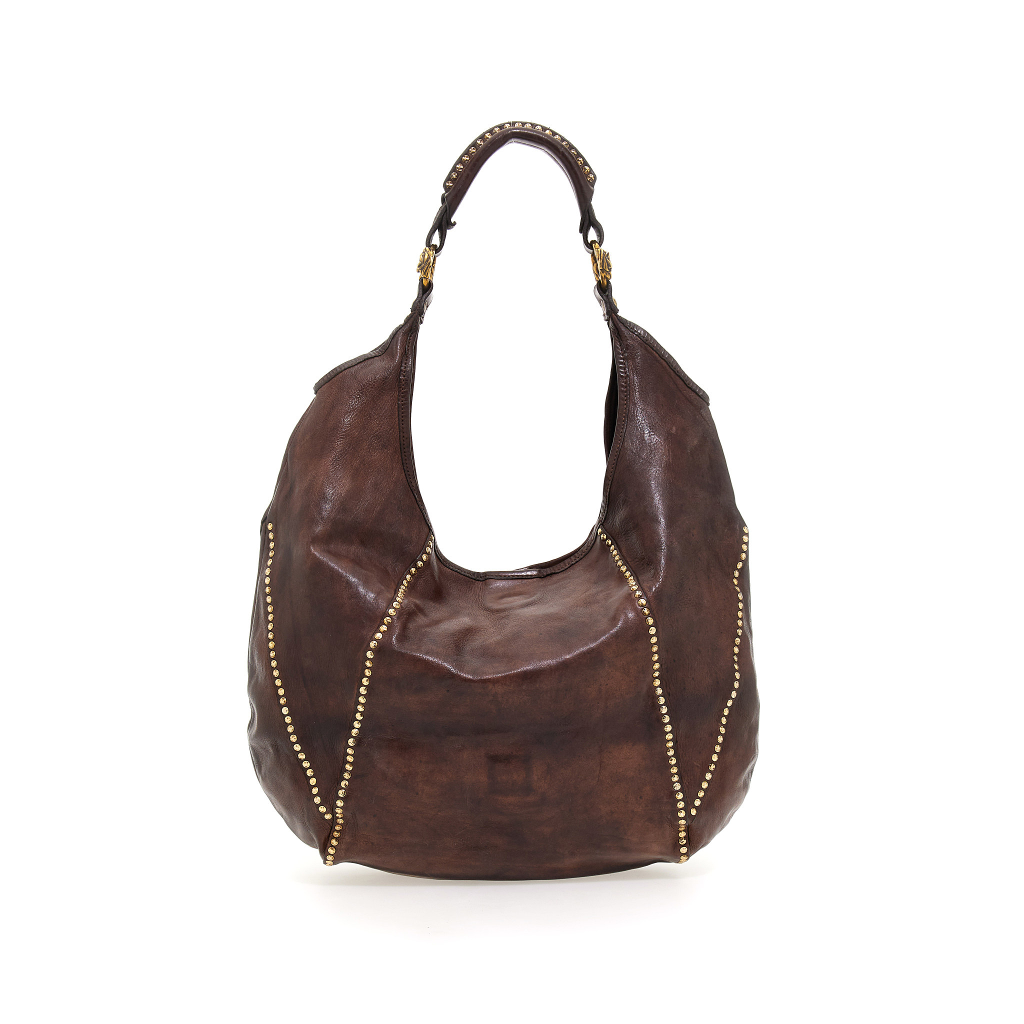 Campomaggi Shoulder Bag. Leather + Studs. P/D Moro