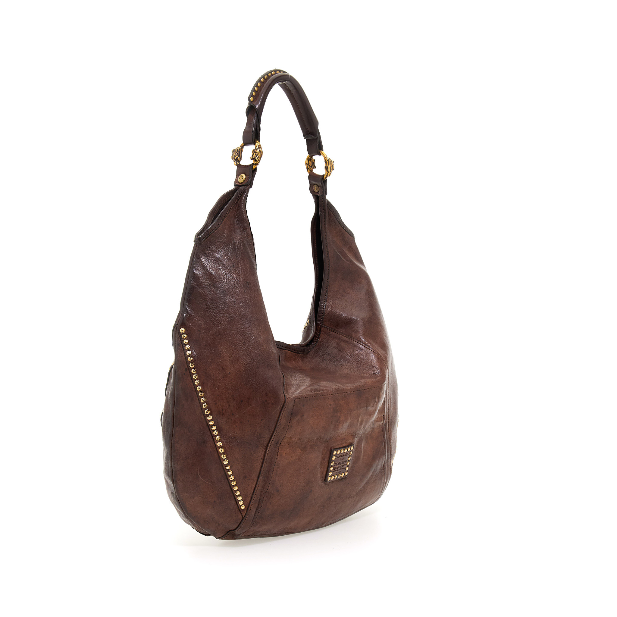 Campomaggi Shoulder Bag. Leather + Studs. P/D Moro