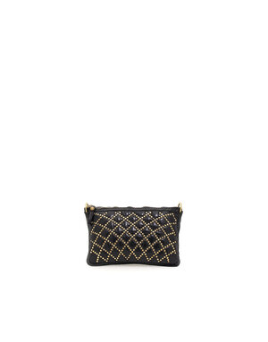 Campomaggi Pochette Small. Leather Quilt + Studs. P/D Black