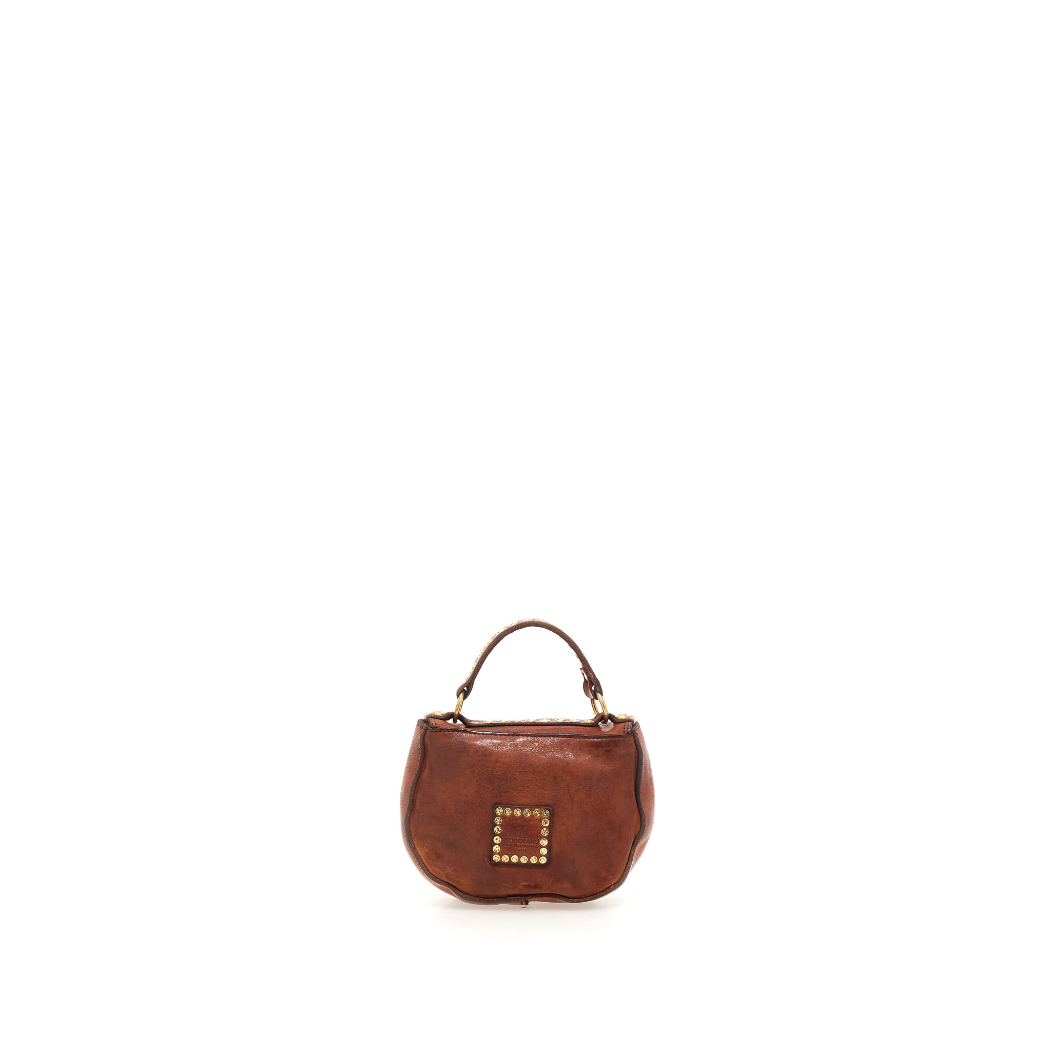 Campomaggi Crossbody Bag. Small. Leather + Studs. P/D Cognac