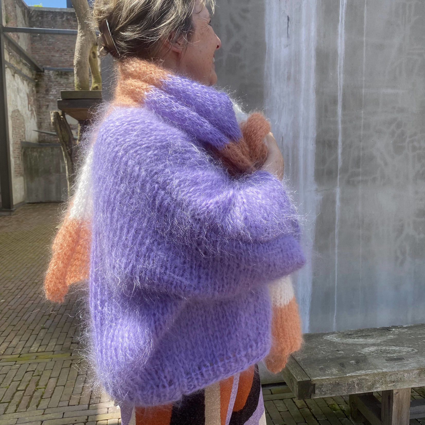 Wolshop by Ann Mohair vest in T-model met vlindermouwen