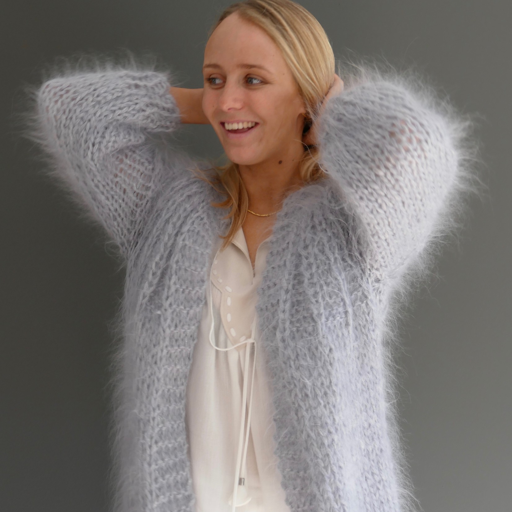 Breipakket Mohair vest met ronde pas