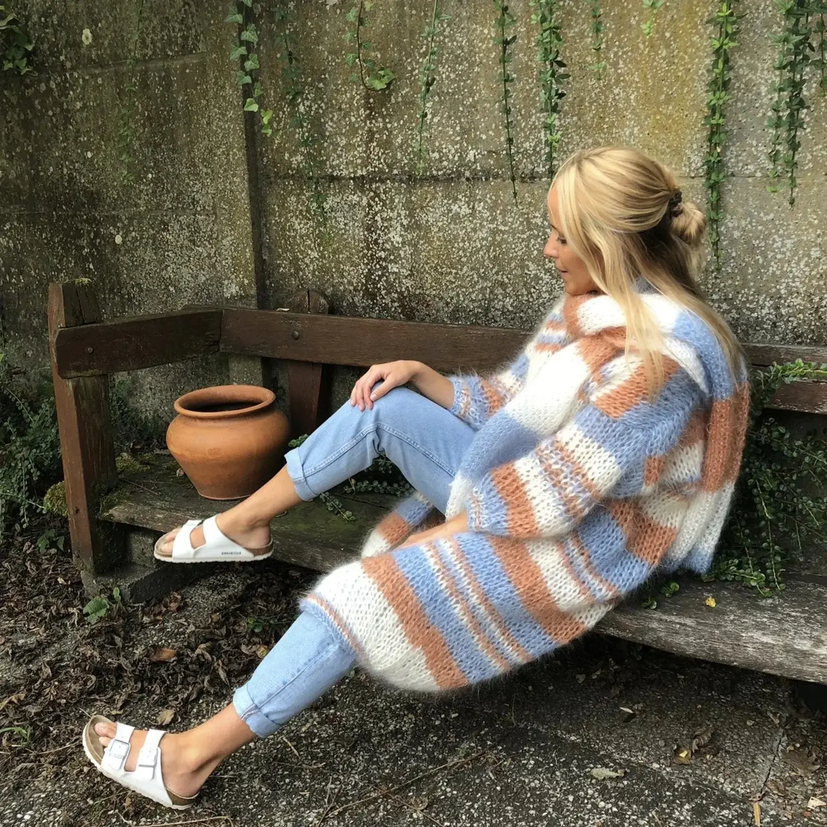 Breipatroon Mohair Bernadette vest Kid Annell - lang model - met strepenpatroon