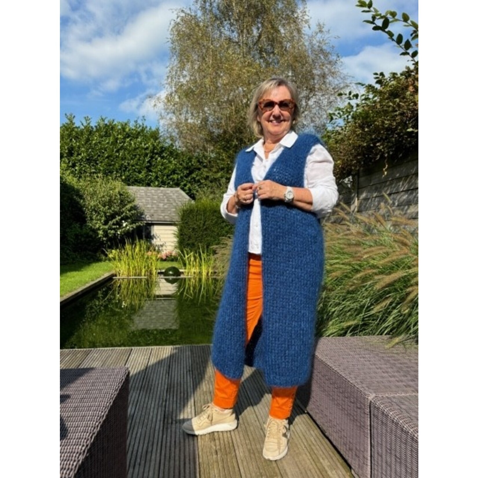 Breipakket Mohair mouwloze vest Fonty - lang model