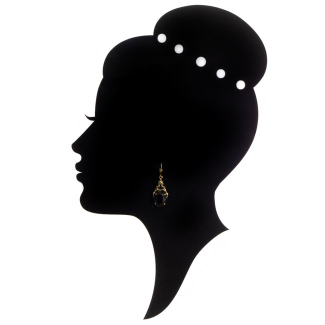 Ovale oorbellen met Swarovski kristal zwart