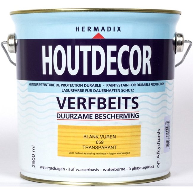 Hermadix Houtdecor Verfbeits Transparant Blank Vuren 659 2,5 liter