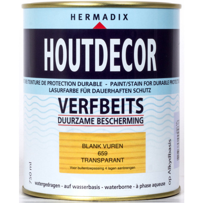Hermadix Houtdecor Verfbeits Transparant Blank Vuren 659 750 ml