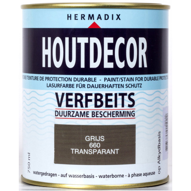 Hermadix Houtdecor Verfbeits Transparant Grijs 660 750 ml